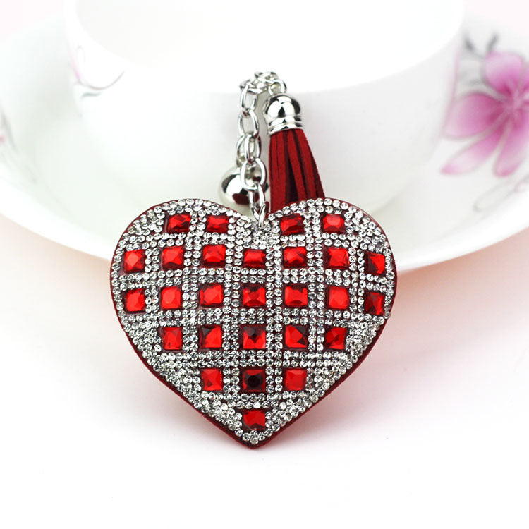 Pendant Keychain With Diamond Accent European Gift Korean Velvet Key Chain Blue Yellow Purple Pink Black Crystal