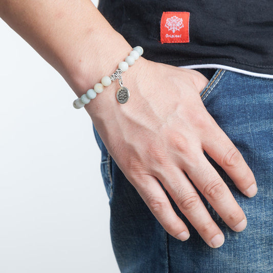 Unisex Energy Yoga Bead Bracelet With Lotus Pendant Charm Geometric Design Bracelet European For Men And Women