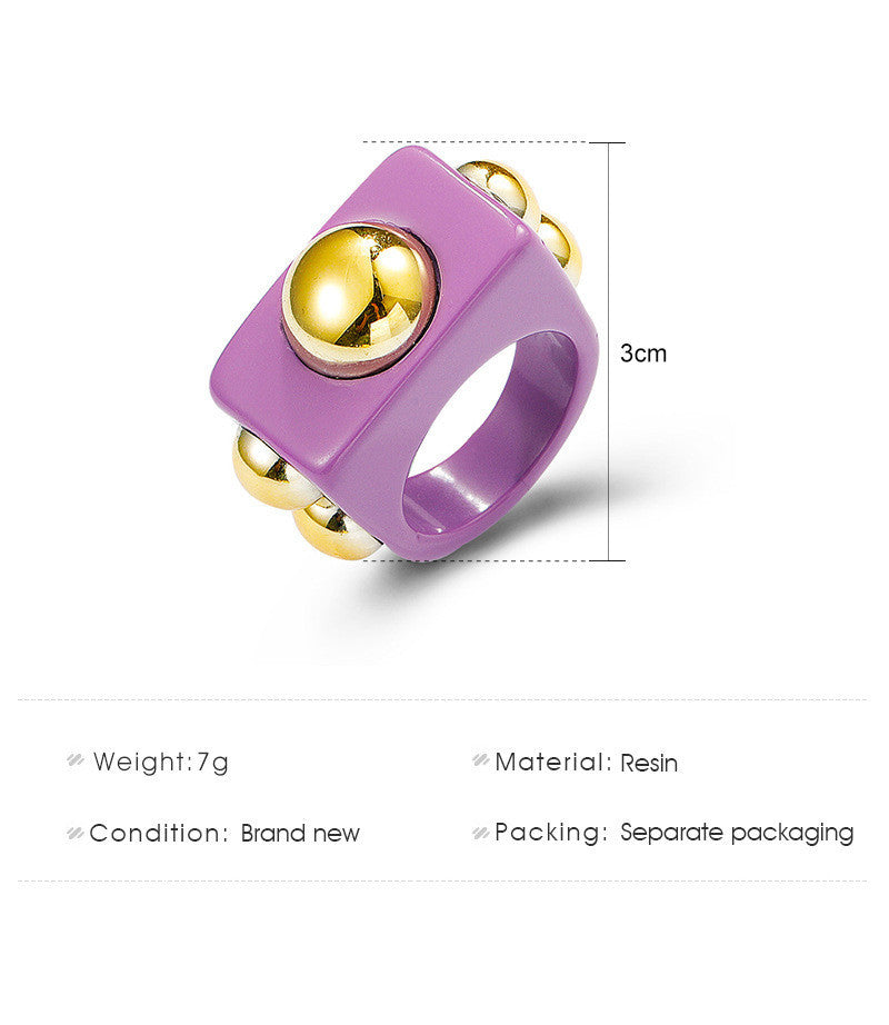 Geometric Resin Ring For Women Acrylic Finger Ring Statement Accessory Exaggerated Design Jewelry Trendy Style