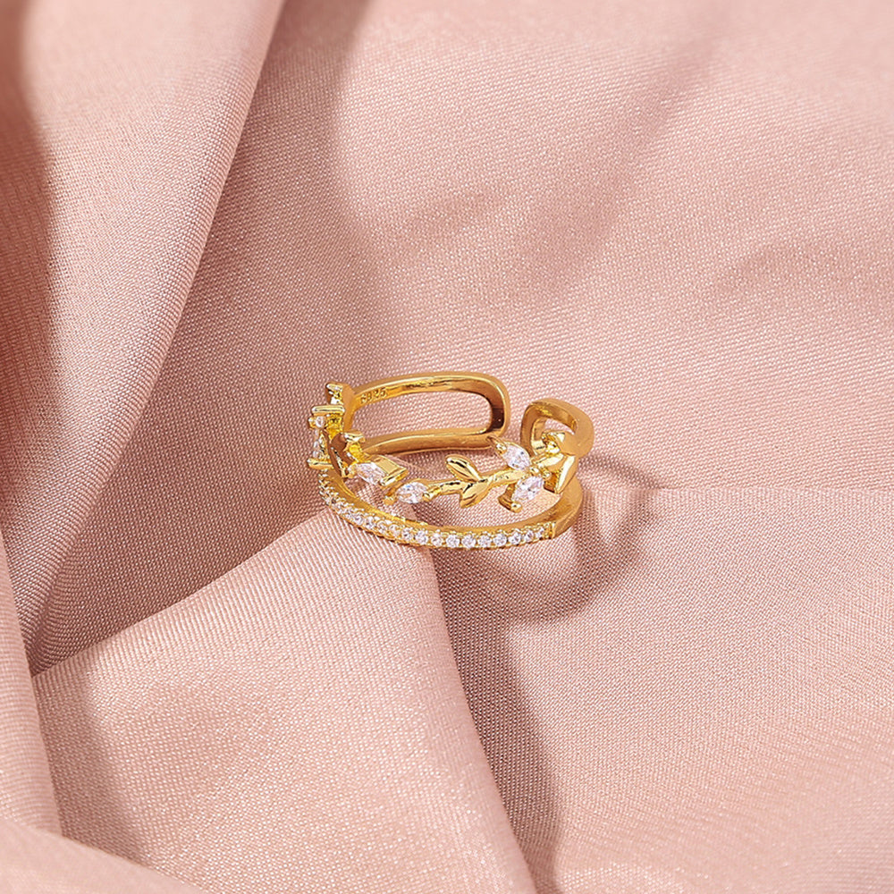 Twigs With Sparkly Zircon Adjustable Ring In Copper With Sparkling Stones Europe And America Style Sparkle Finish