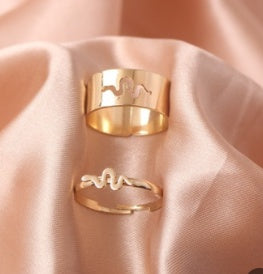 Butterfly Ring Set Punk Hollow Creative Couple Rings Plated Gold Silver Black Youth Popular Modern Silver Tone