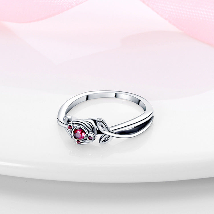 Silver Plated Rose Ring White Copper With Cross Pearl Crown Flower Elements Size 7 8 9 Pastoral Color Elements