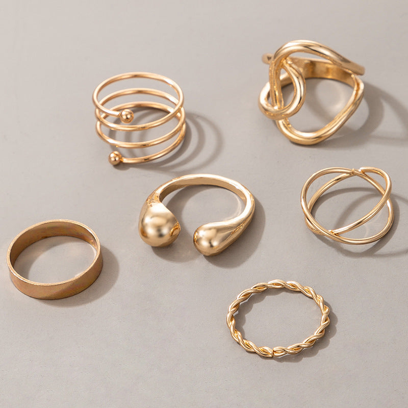 Womens Bohemian Rings Set Retro Geometric Knuckle Ring Stackable Metal Alloy Fashion Jewelry Ring Set In Style