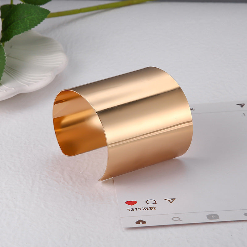 Womens Wide Metal Bracelet Electroplated Alloy Fashion Accessory Simple Design Bracelet Stylish Everyday Wear