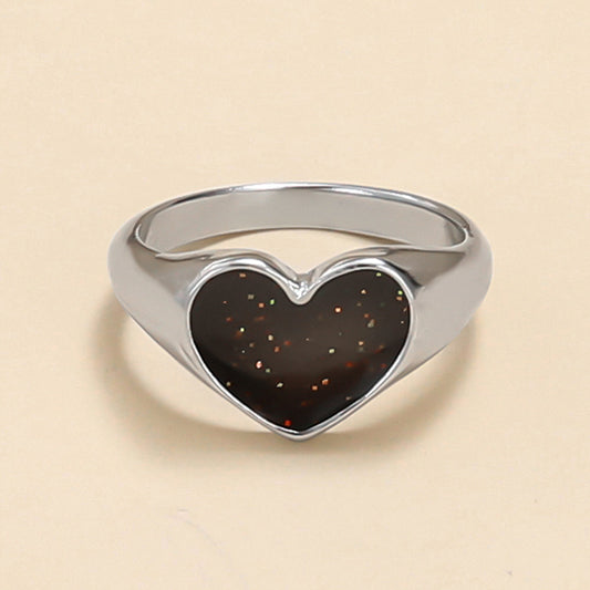 Heart Shaped Ring With Ornaments Korean Fashion Alloy Ring Unisex Ideal Holiday Gift Individually Packed Gifts