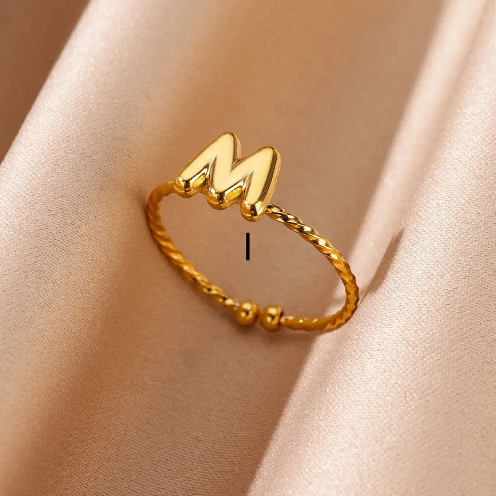 Unisex Initial Letter Ring 18K Gold Plated Stainless Steel Alphabet A Z Personalized Ring Jewelry Gift For All