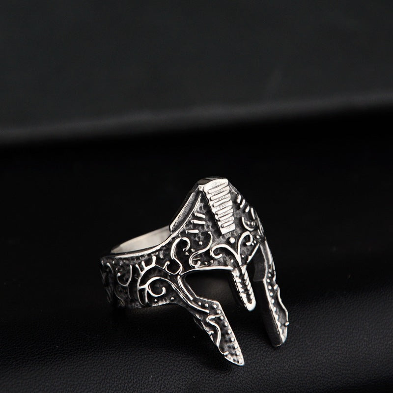 Stainless Steel Warrior Mask Ring Silver Tone Gold Tone Fashion Band Ring for Men and Women Unisex Style Rings