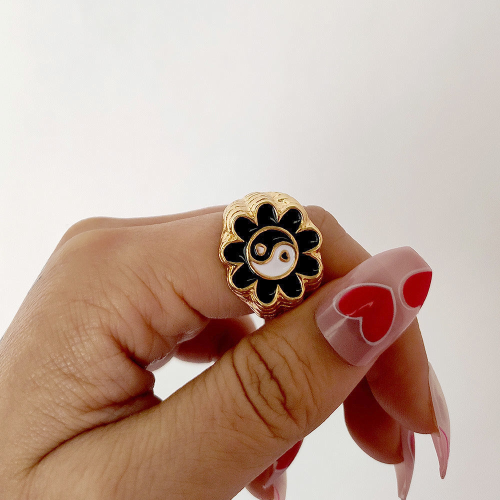 Unisex Flower Ring Trendy Floral Design Metal Ring European Electroplated Jewelry Accessory Unisex Flower Metal