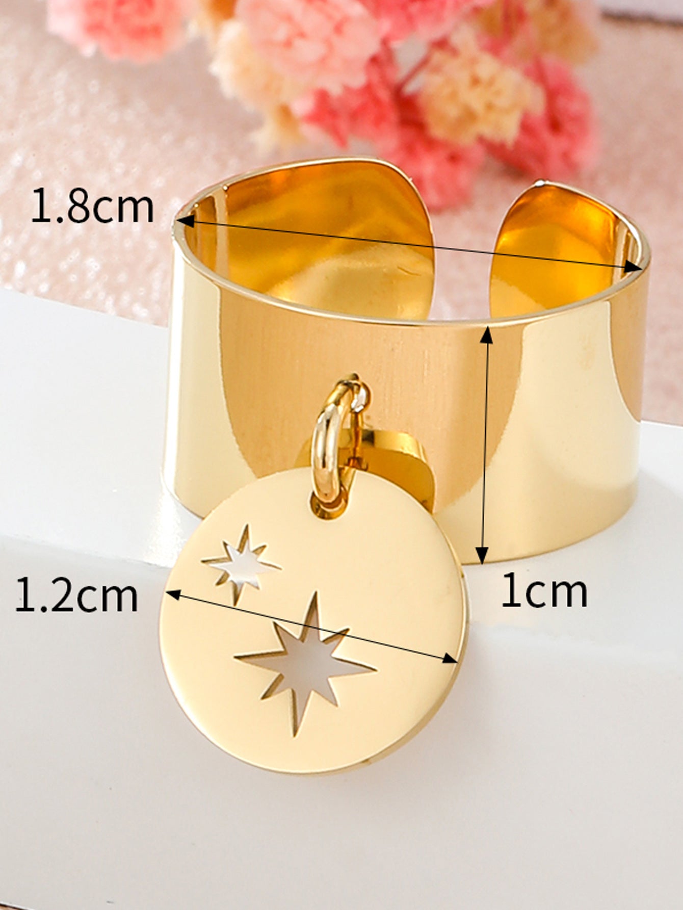 Flower Hollow Ring For Women Open Mouth Stainless Steel Gold Or Silver Finish Jewelry Free Size Adjustable Fit