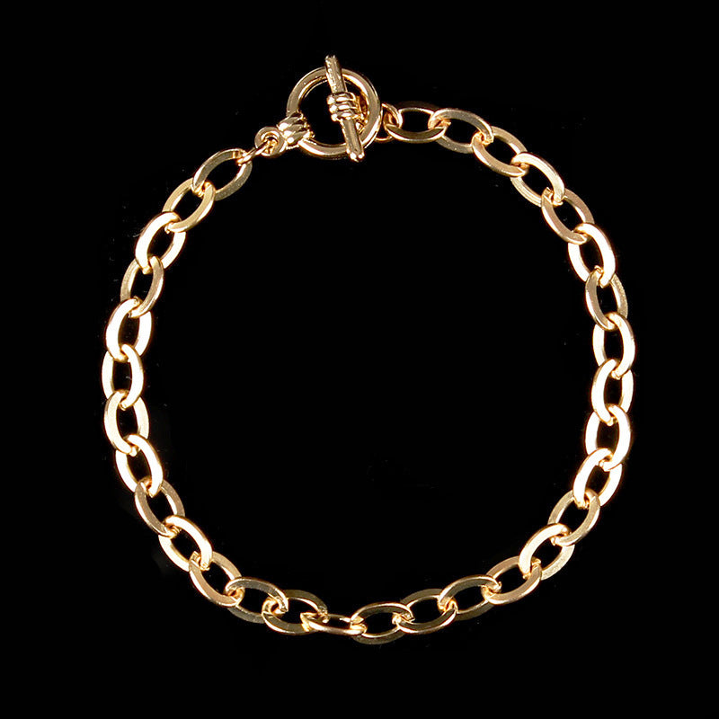 Unisex Gold Plated Buckle Bracelet Simple Metal Bangle Electroplated Finish For Women And Men Everyday Classic