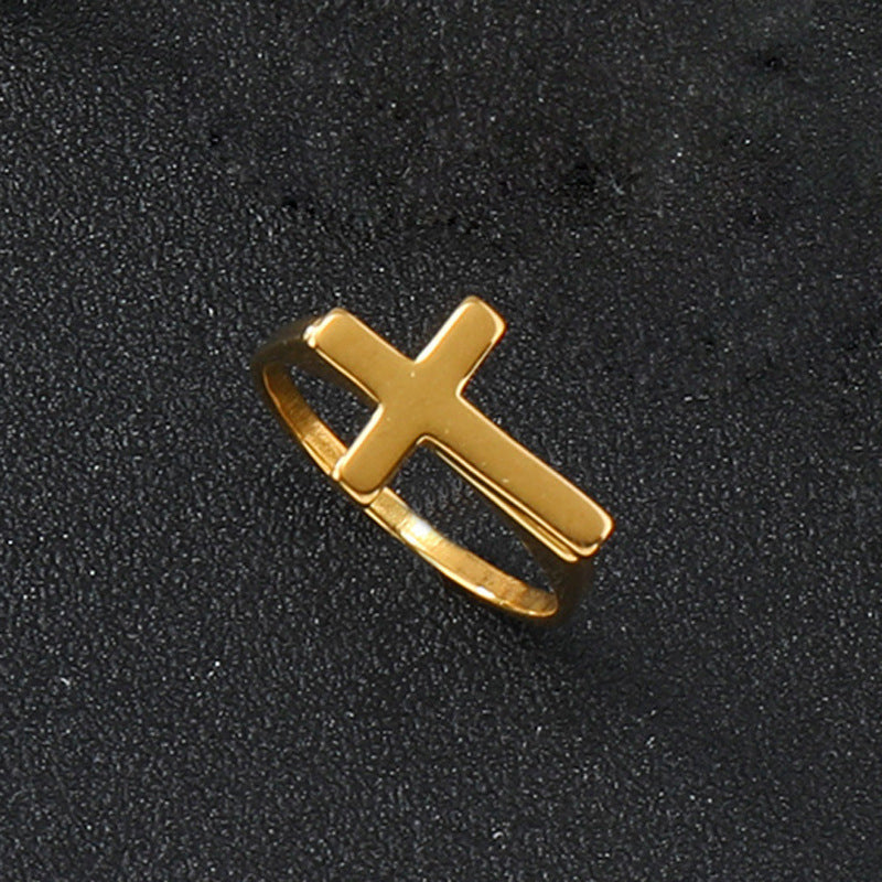 Unisex Stainless Steel Ring With Geometric Cross Design Punk Hip Hop Statement Fashion Jewelry For Men And Women