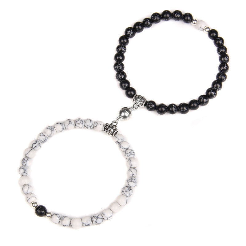 Couple Bracelets Set With Magnetic Buckle Matching Bracelet Simple Geometric Design Ethnic Retro Jewelry Anniversary