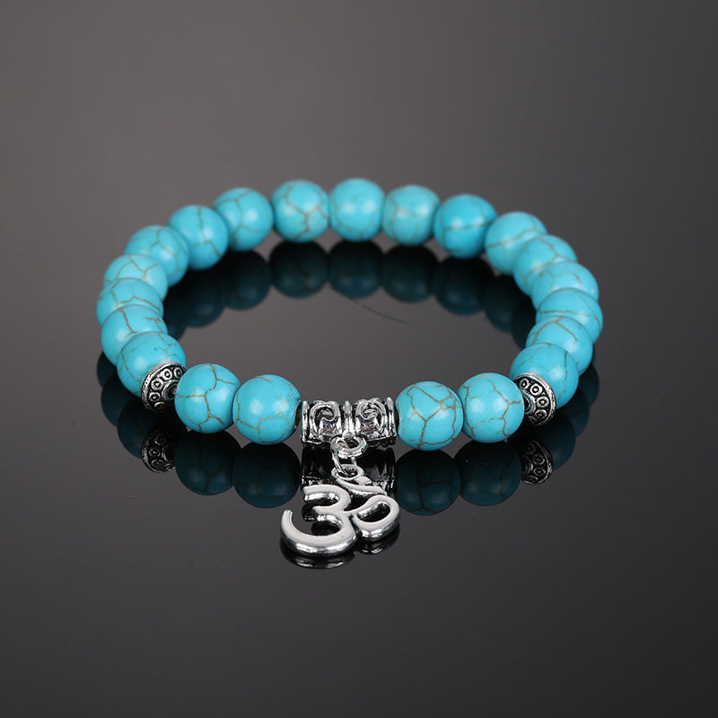 Men Bracelet Volcanic Stone White Turquoise Beads With Alloy Accent Fashion Accessory Casual Everyday Style For Men