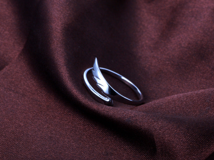 Unisex 925 Sterling Silver Ring with Platinum Plated Angel Wings Design Adjustable Opening National Style Jewelry Individually Packed Ring for Women and Men