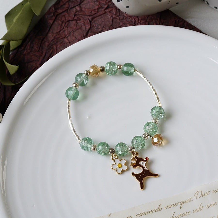 Womens Beaded Bracelet With Pearl Crystal And Alloy Animal Zodiac Charms Cartoon Adjustable Length Cute Charm