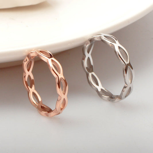 Women's Titanium Steel Ring With Hollow Wave Designs Fashion Jewelry Promise Ring For Anniversary Gift Durable