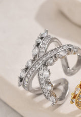 Womens Ring Water Drop Zircon Open Design Copper Plated Fashion Jewelry Elegant Statement Accessory Daily Wear