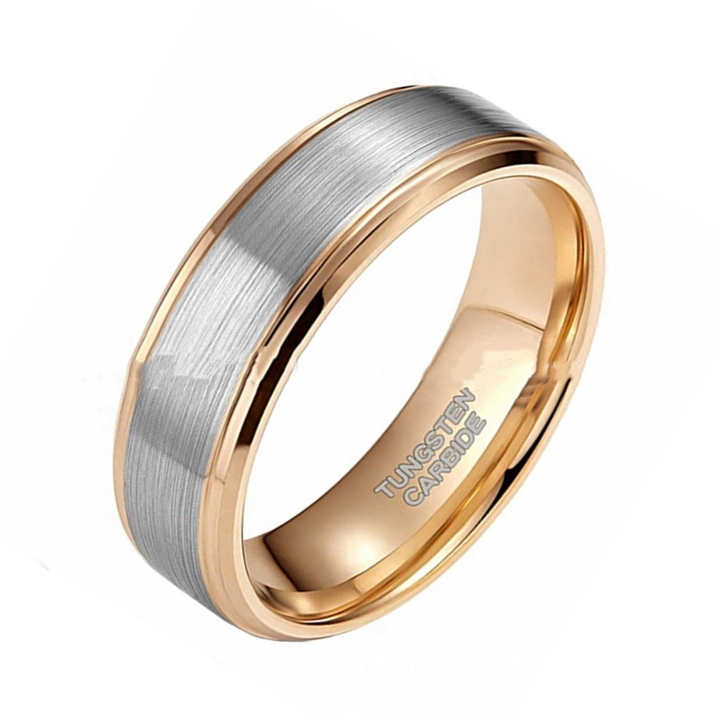 Men Tungsten Ring 6mm Rose Gold U Shaped Design Durable Band For Men Wedding Promise Jewelry Everyday Wear Now