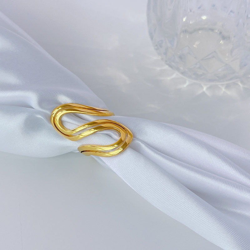 Elegant Geometric Stainless Steel Ring for Women Modern Titanium Jewelry Gift Idea for Fashion Lovers Everyday