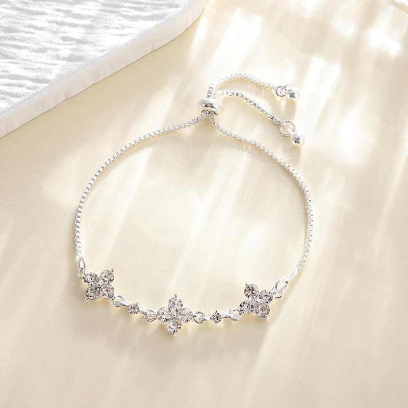 Womens Star Zircon Flower Bracelet Alloy Jewelry Gift