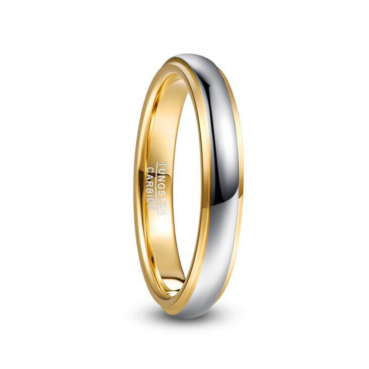 Two Tone Tungsten Ring For Men And Women Gold Silver Electroplated Fashion Band Wedding Engagement Everyday Use