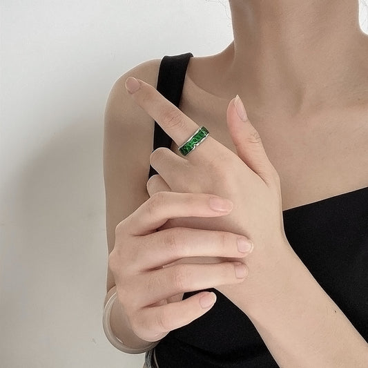 Unisex Green Copper Ring With Geometric Design Adjustable Electroplated Fashion Jewelry For Women And Men Great Gift