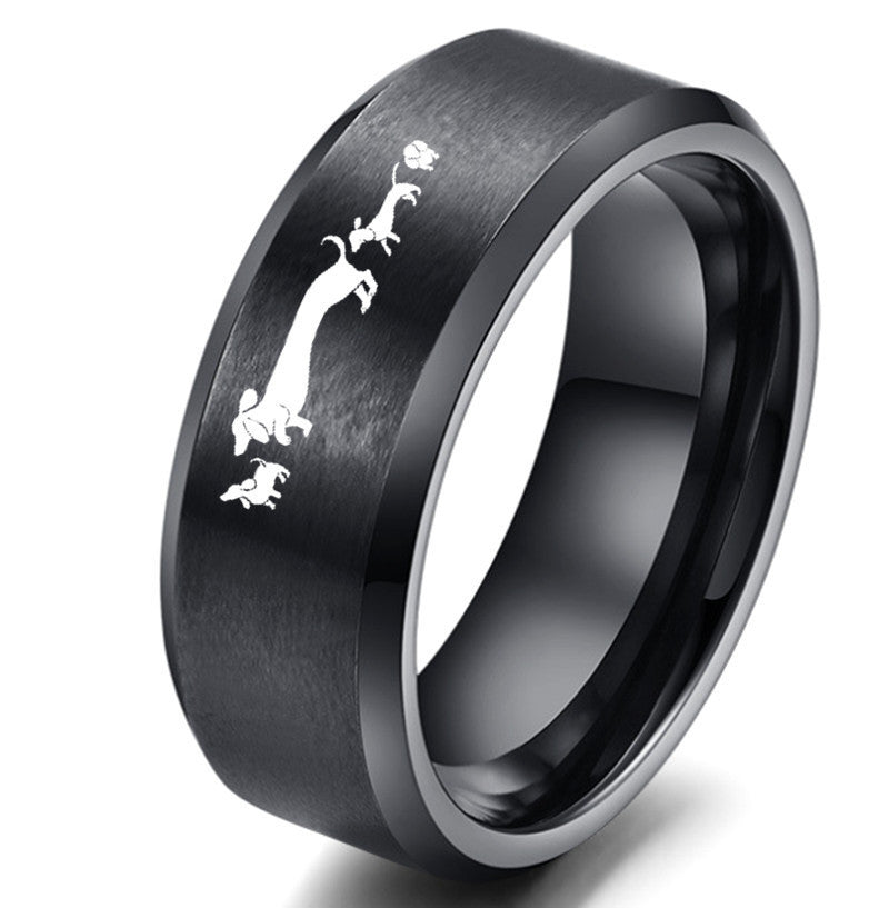 Unisex Dachshund Ring Stainless Steel Laser Engraved Electroplated Finish European Design American Design Gift