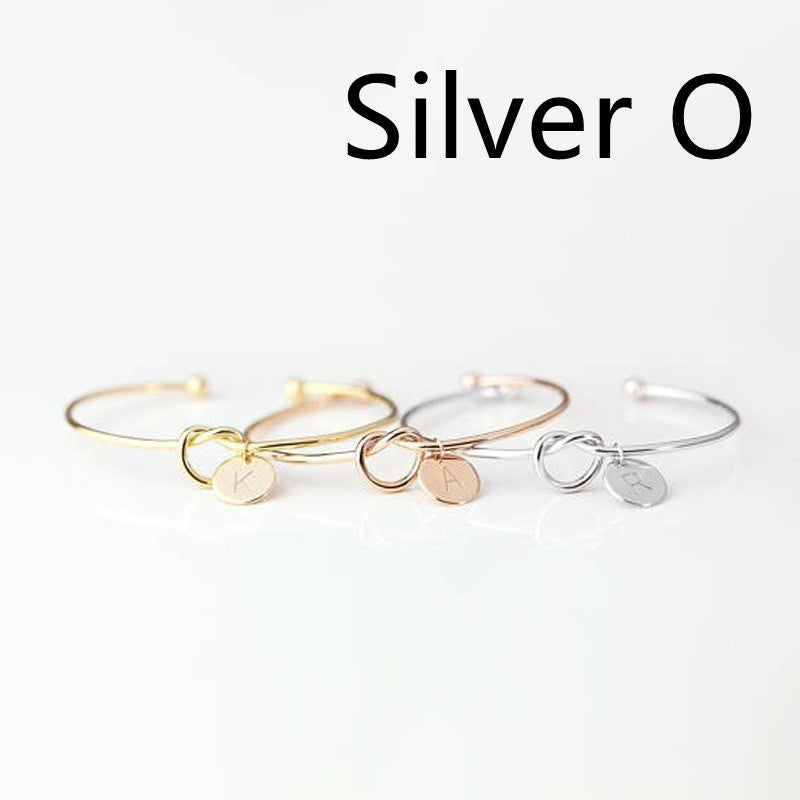 Womens Alloy Letter Bracelet Dead Knot Bangle Jewelry Gold