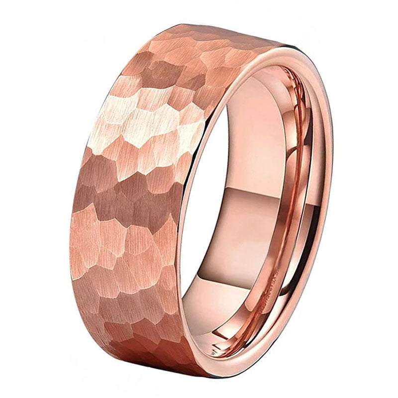 Mens Tungsten Ring Rose Gold Finish 8mm Wide U Shape Comfort Fit Durable Band For Men Everyday Wear Daily Wear