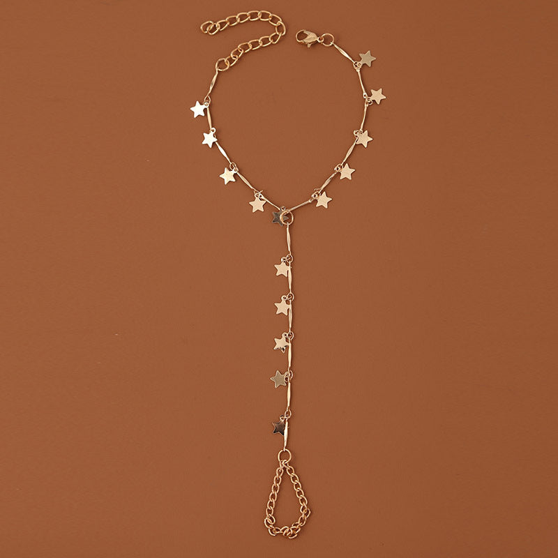 Womens Star Finger Chain Bracelet Alloy Electroplated Bracelet Star Shape Hand Chain Shape Fashionable Bracelet