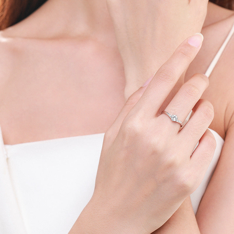 Women Ring 925 Sterling Silver Gold Plated With Artificial Gemstone Diamond Inlay For Anniversary Gift For Her