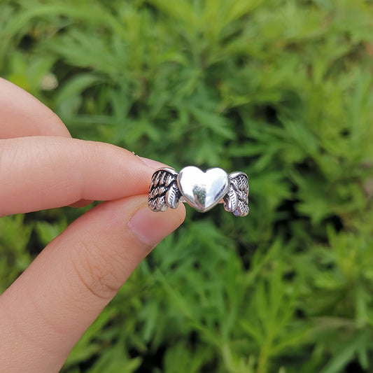 Unisex Vintage Ring Dark Silver Alloy with Heart Skull Flower and Geometric Animal Elements Anniversary Wedding