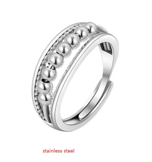 Sterling Silver Ring Polka Dot Beaded Twisted Wire Korean