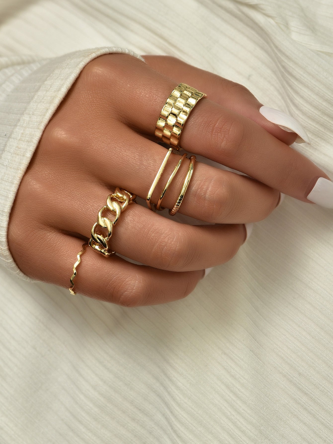 Womens Multi Layer Ring Electroplated Zinc Alloy Jewelry Gift For Her Individually Packed With Gleaming Finish