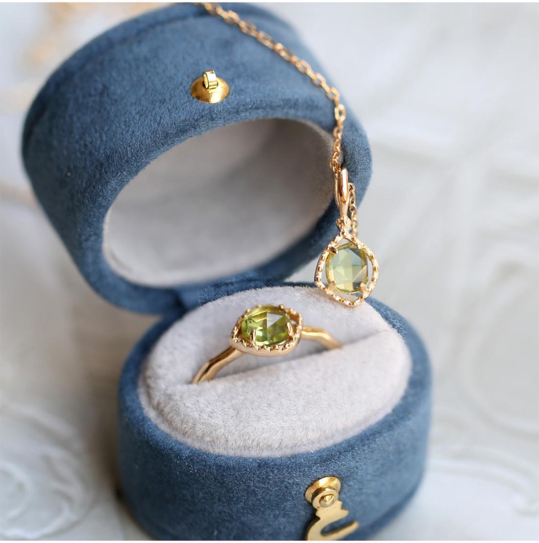 Womens Imitation Peridot Ring Adjustable Copper Geometric Retro Japanese Inspired Elegant Durable Jewelry Fine Craft