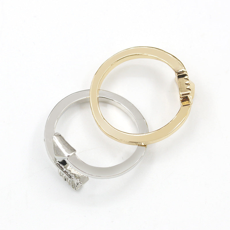 Unisex Arrow Ring Adjustable Alloy Band Fashion Ring With Simple Open Design And Electroplated Finish For Everyday Wear