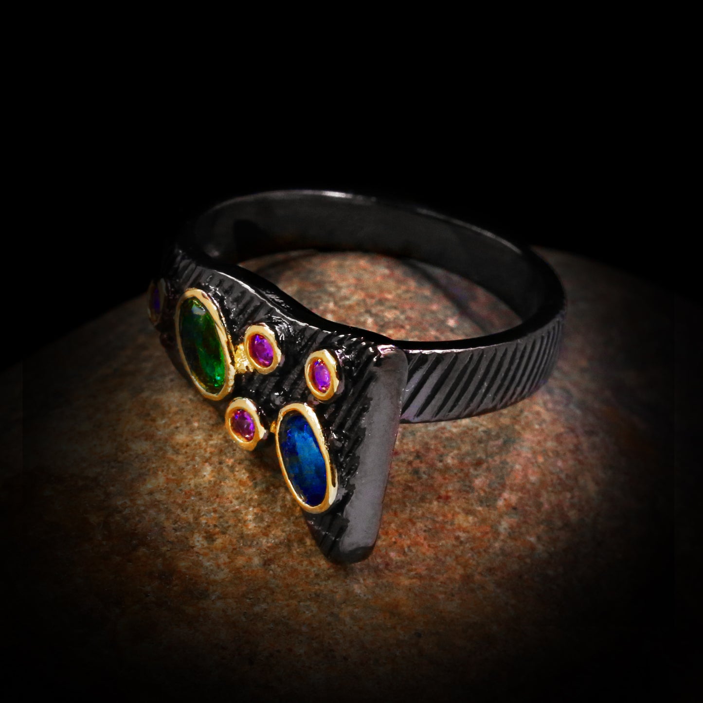 Women Geometric Two Tone Simulated Diamond Gemstone Ring White Gold Plated Wedding Anniversary Jewelry Elegant