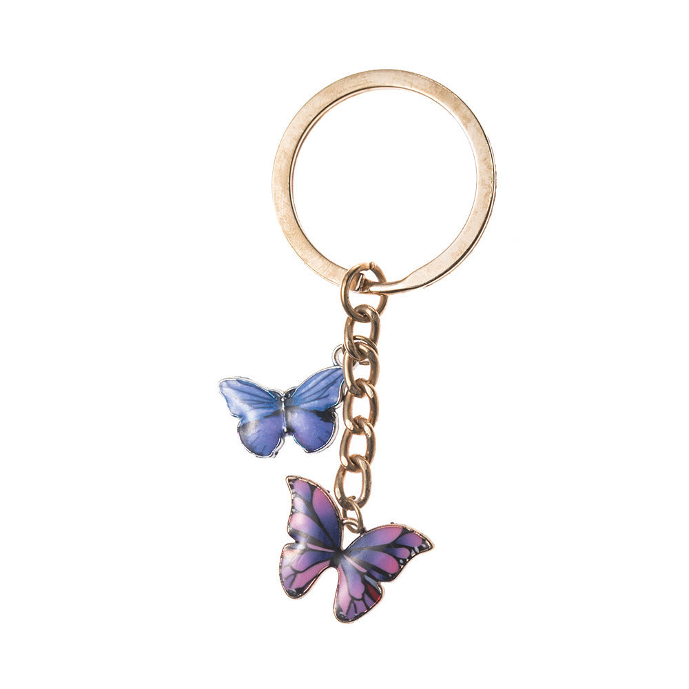 Butterfly Pendant Keychain Dripping Oil Design Alloy Key Ring Lightweight Fashion Accessory For Keys Bags And Decor