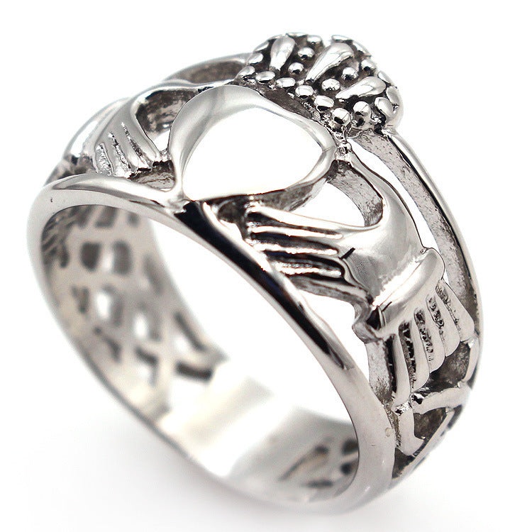 Womens Fashion Ring Hollow Crown Love Heart Shaped Ring Electroplated Alloy European American Geometry Element Festival