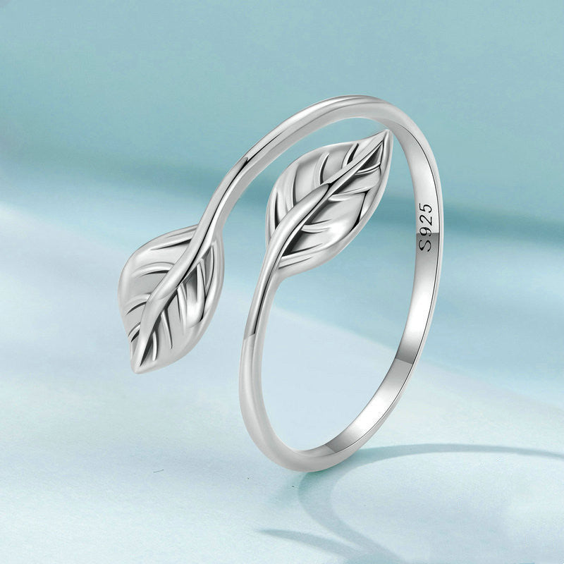 Autumn Leaves Silver Plated Ring For Women Fashion Jewelry