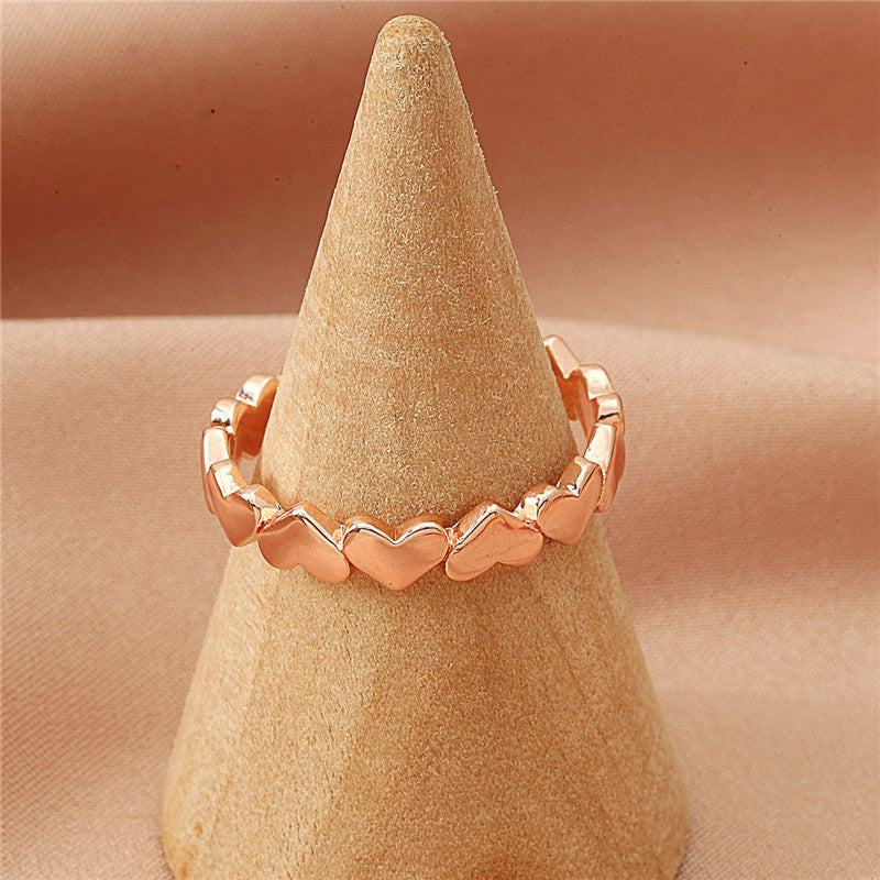 Vintage Copper Plated Heart Ring Adjustable Band Romantic Gift For Her Unique Design Fashion Jewelry Statement Ring