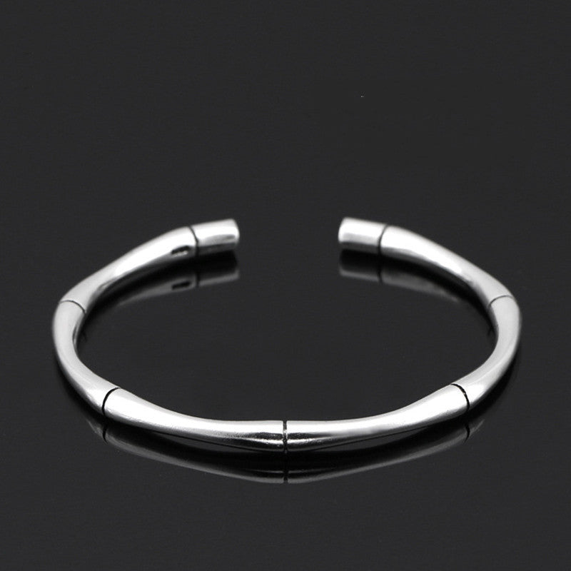 Men Copper Silver Plated Bracelet Twist Bamboo Knotted