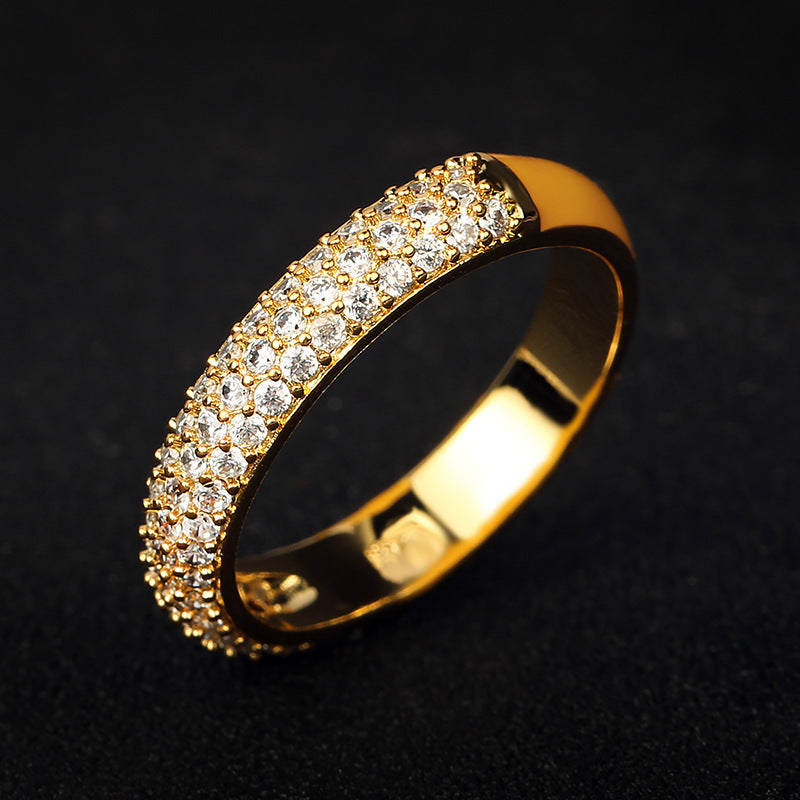 Gold Plated Oil Drip Ring With White Copper Inlay And Gemstone Accents Sizes 6 7 8 9 10 For Women And Men Everyday Wear