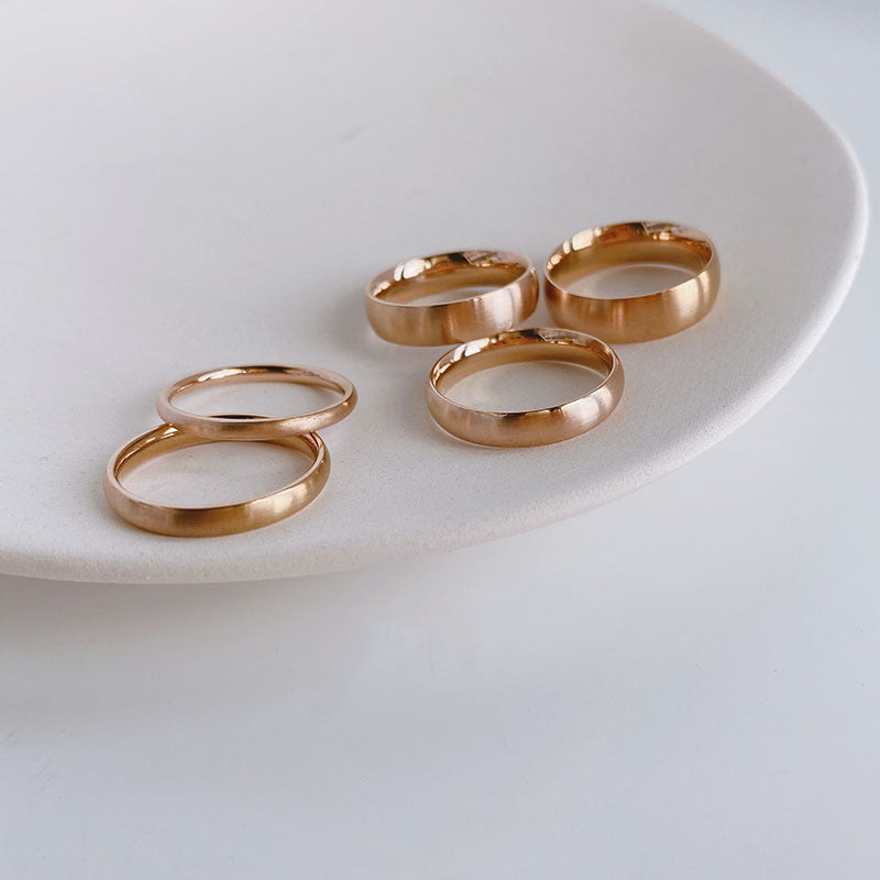 Titanium Steel Ring 18K Gold Plated Geometric Band Jewelry Women Elegant Minimalist Design Electroplated Finish