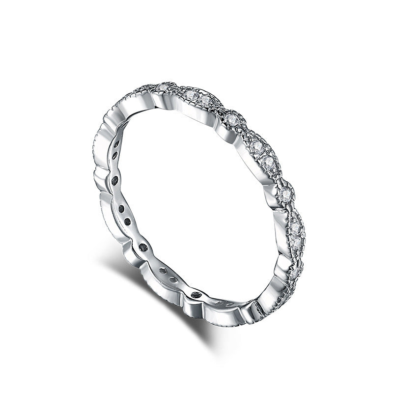 Sterling Silver Diamond Ring For Women Elegant Geometric Ring Rhinestone Wedding Birthday Festival Gift Ladies