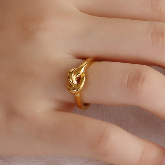 Knot Geometric Titanium Steel Ring Gold Tone Or Rose Gold For Women Size 6 7 8 9 Fashion Jewelry Everyday Wear Jewelry