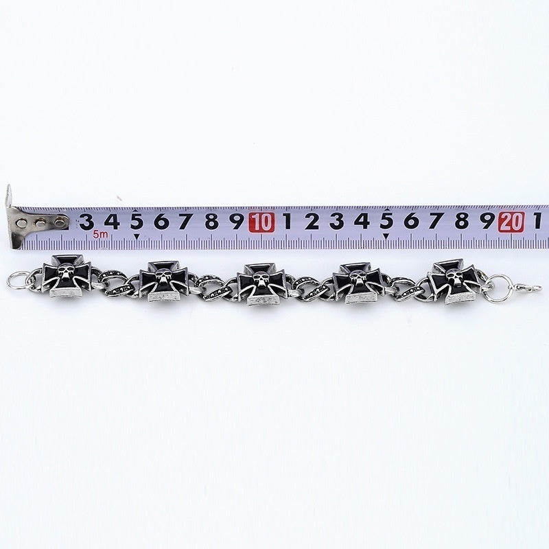 Mens Cross Bracelet Alloy Vintage Punk Diamond Shape Electroplated Fashion Jewelry Unique Religious Gift For Him