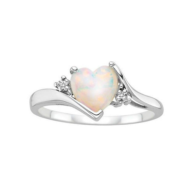 Womens Heart Ring Gold Plated Opal Stone Elegant Alloy Jewelry Simple Design Birthday Gift For Women Gift Idea