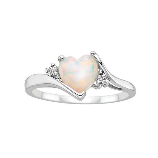 Womens Heart Ring Gold Plated Opal Stone Elegant Alloy Jewelry Simple Design Birthday Gift For Women Gift Idea