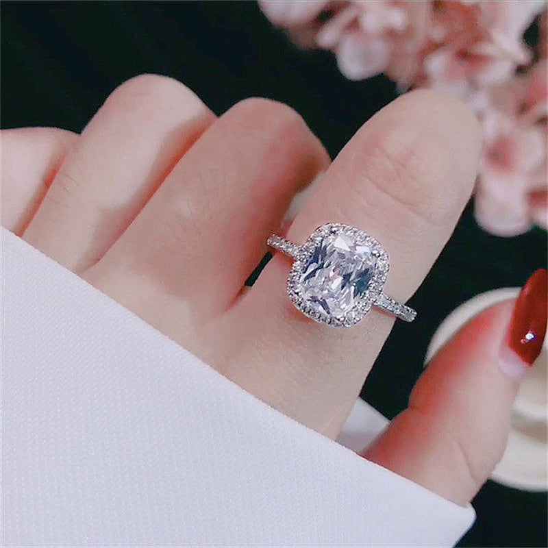 Womens Diamond Engagement Ring Alloy Silver Tone Wedding Ring Gift for Anniversary Birthday Special Occasion Jewelry